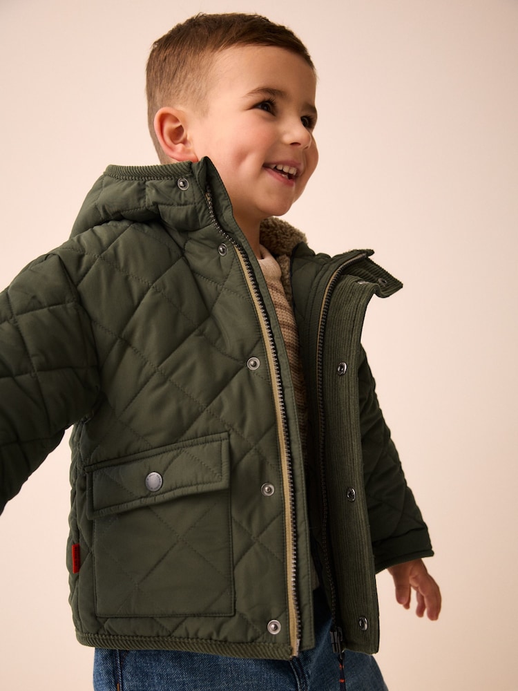 Green Quilted Borg Lined Coat (3mths-7yrs) - Image 1 of 12