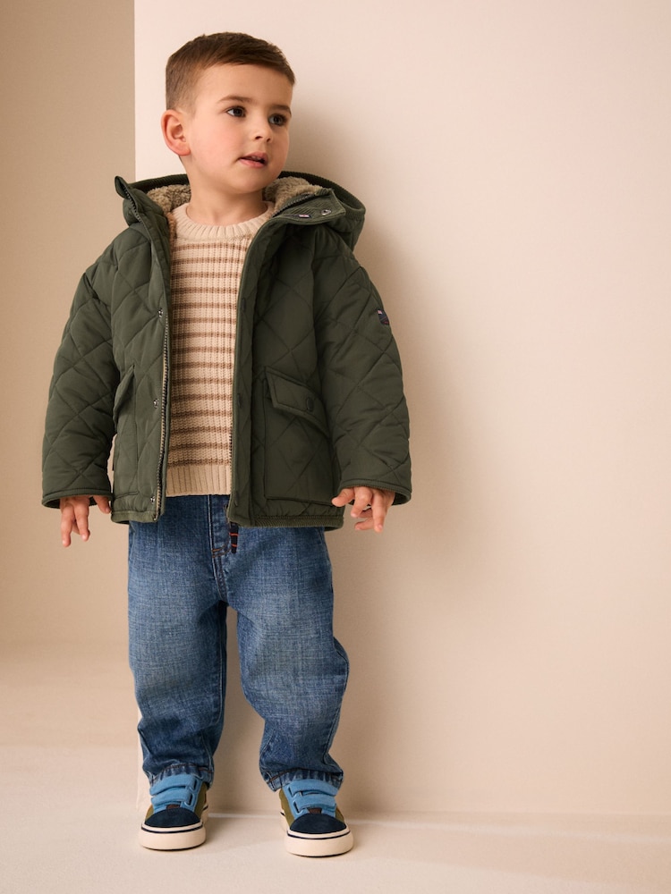 Green Quilted Borg Lined Coat (3mths-7yrs) - Image 2 of 12