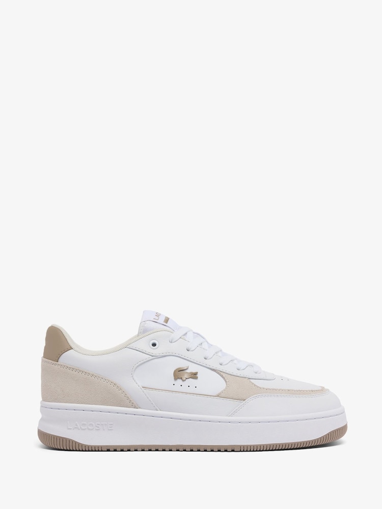 Lacoste White L001 Ace Leather Trainers - Image 1 of 2