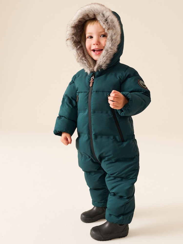 Green Waterproof Padded Snowsuit (3mths-7yrs) - Image 2 of 9 Green Waterproof Padded Snowsuit (3mths-7yrs) - Image 2 of 9