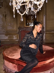 Seraphine Black Maternity & Nursing Lace Tunic Dress - Image 5 of 6
