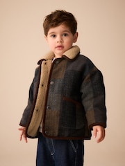 Multi Check - Borg Collar Jacket (3buwan-7taon) - Larawan 1 ng 4