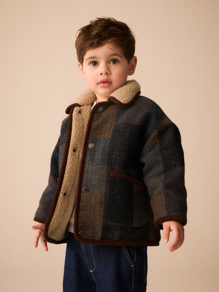 Multi Check - Borg Collar Jacket (3buwan-7taon) - Larawan 1 ng 4 Multi Check - Borg Collar Jacket (3buwan-7taon) - Larawan 1 ng 4