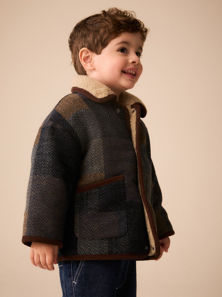 Multi Check - Borg Collar Jacket (3buwan-7taon) - Larawan 2 ng 4 Multi Check - Borg Collar Jacket (3buwan-7taon) - Larawan 2 ng 4