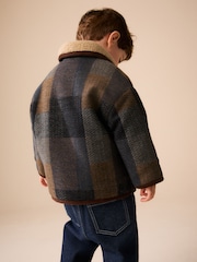 Multi Check - Borg Collar Jacket (3buwan-7taon) - Larawan 3 ng 4