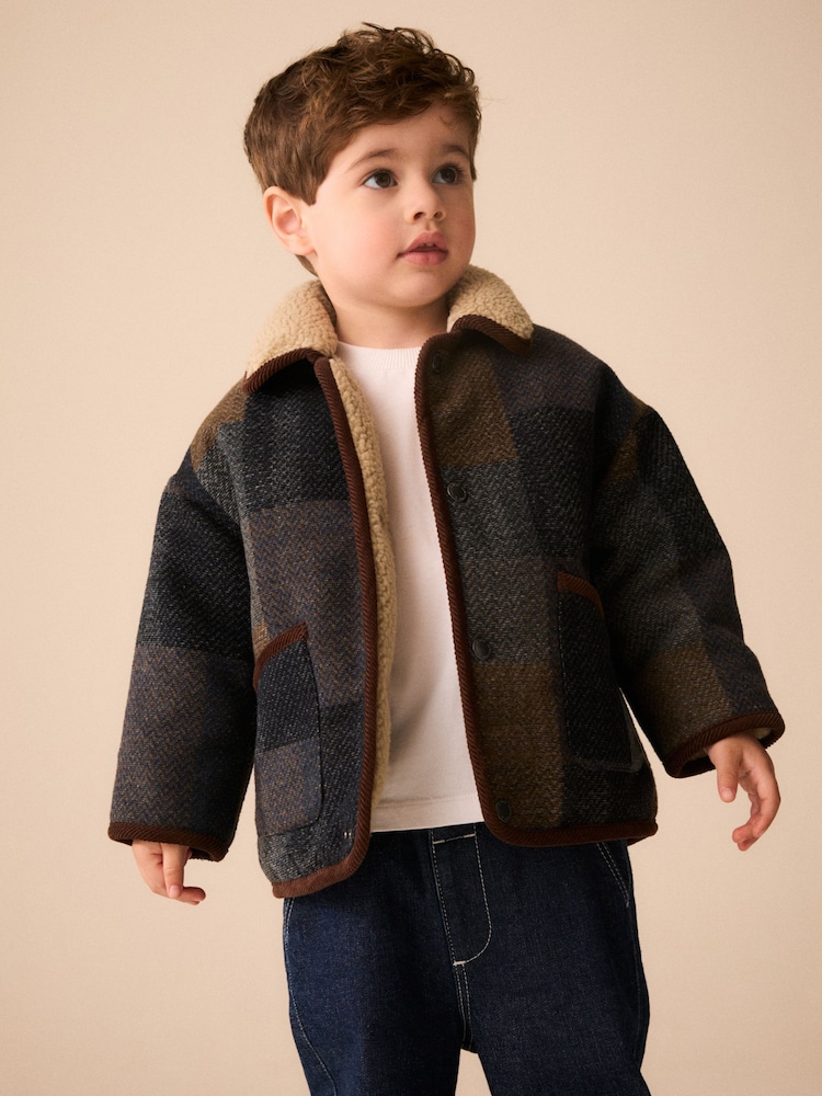 Multi Check - Borg Collar Jacket (3buwan-7taon) - Larawan 4 ng 4 Multi Check - Borg Collar Jacket (3buwan-7taon) - Larawan 4 ng 4