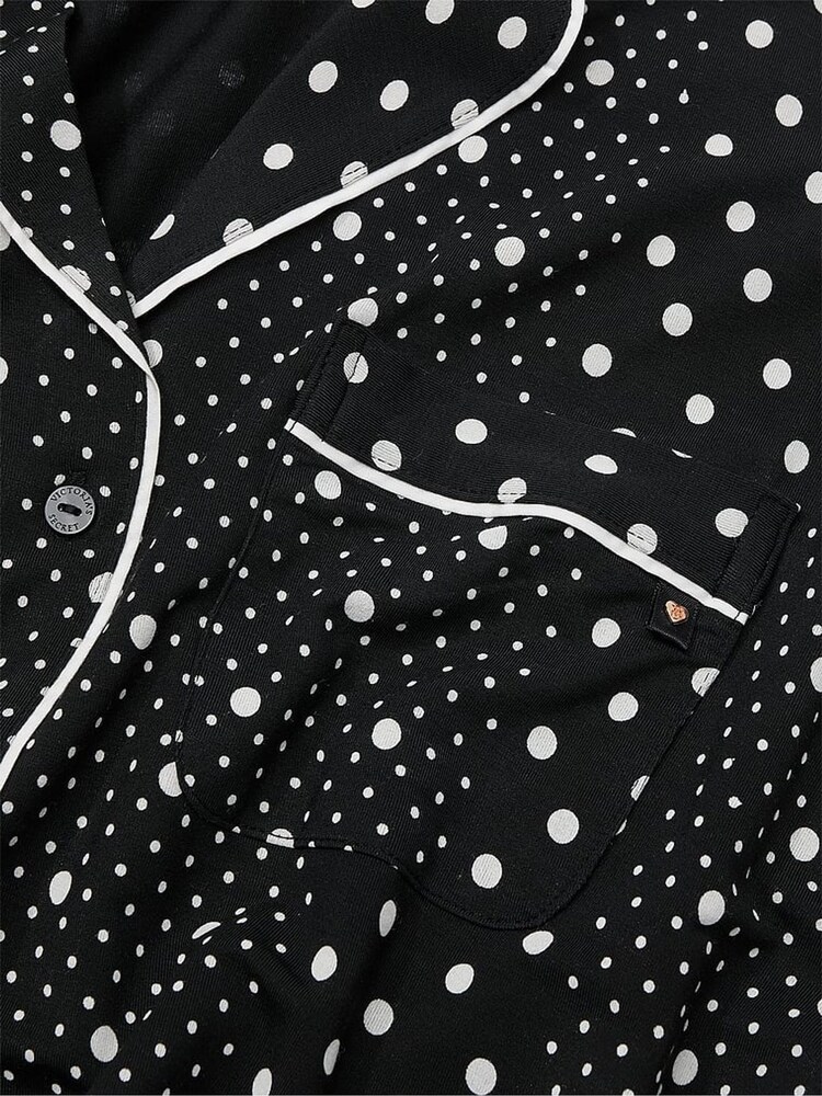 Victoria's Secret Black Dotted Stripe Modal Long Pyjamas Set - Image 4 of 4 Victoria's Secret Black Dotted Stripe Modal Long Pyjamas Set - Image 4 of 4