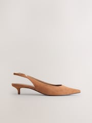Sand Forever Comfort® Leather Point Toe Slingback Low Heels - Image 1 of 5