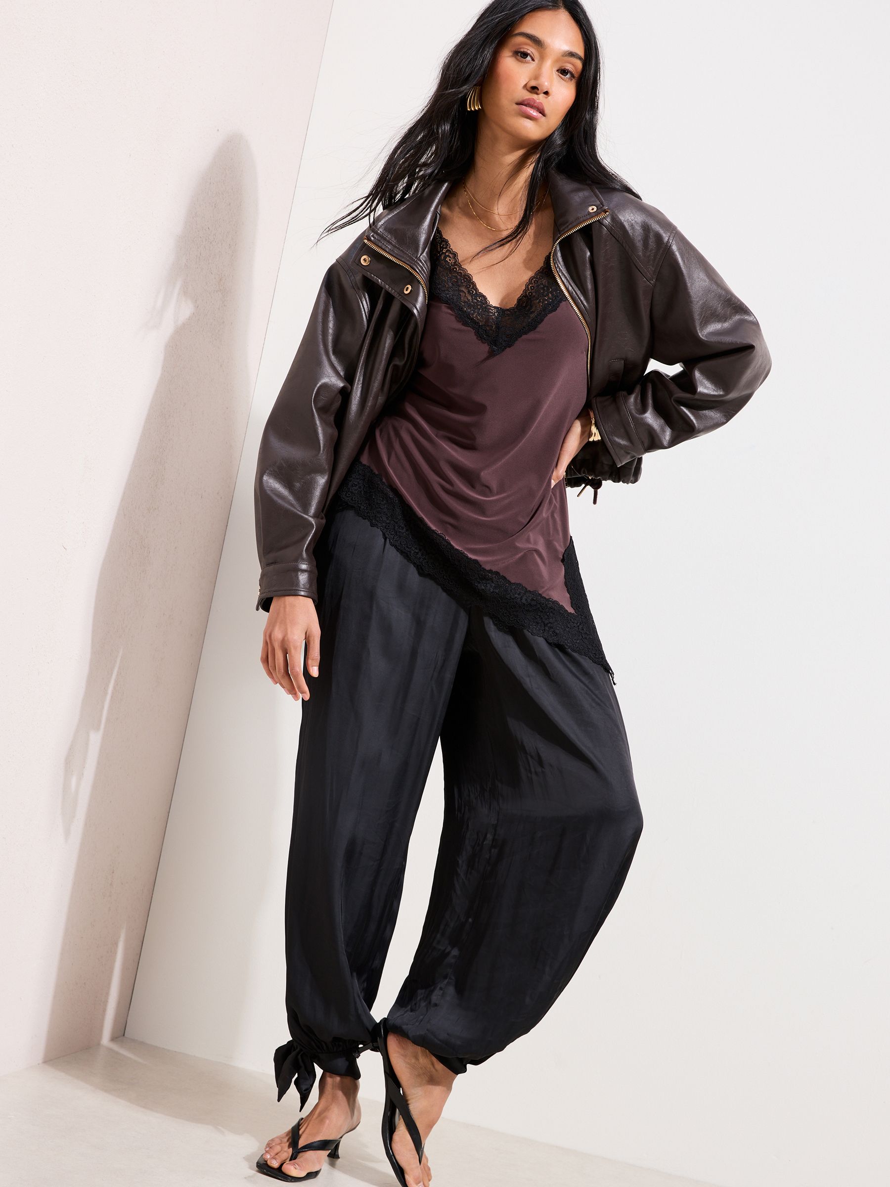 Buy Friends Like These Black Satin Tie Balloon Trousers from the