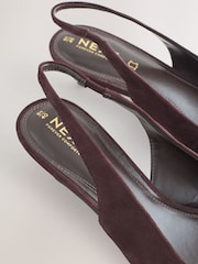 Chocolate Brown Forever Comfort® Leather Point Toe Slingback Low Heels - Image 10 of 10