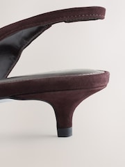 Chocolate Brown Forever Comfort® Leather Point Toe Slingback Low Heels - Image 4 of 5