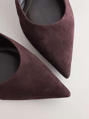 Chocolate Brown Forever Comfort® Leather Point Toe Slingback Low Heels - Image 8 of 10