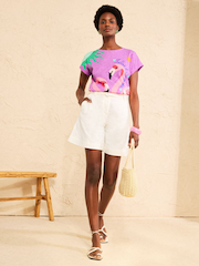 Purple Flamingo - Love & Roses Rund hals Jersey T-shirt - Billede 3 af 4