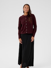Kaffe KAniel Knit in Wine Red Melange Cardigan - Image 2 of 6