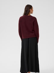 Kaffe KAniel Knit in Wine Red Melange Cardigan - Image 3 of 6
