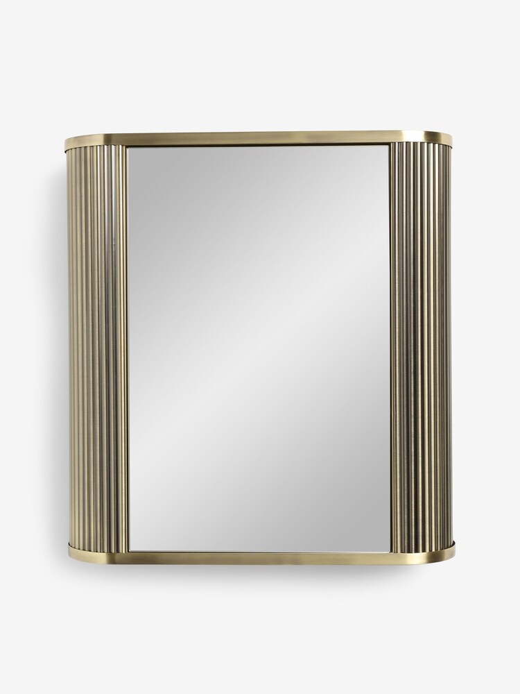 Gold Ribbed Gold Wall Cabinet - Image 1 of 3 Gold Ribbed Gold Wall Cabinet - Image 1 of 3