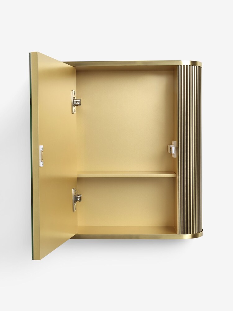 Gold Ribbed Gold Wall Cabinet - Image 2 of 3 Gold Ribbed Gold Wall Cabinet - Image 2 of 3