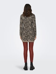 ONLY Brown Leopard Knitted Short Dress - Image 3 of 5