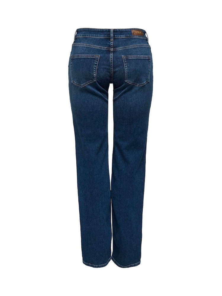 ONLY Blue Mid Rise Straight Leg Jeans With Super Stretch - Image 2 of 3 ONLY Blue Mid Rise Straight Leg Jeans With Super Stretch - Image 2 of 3