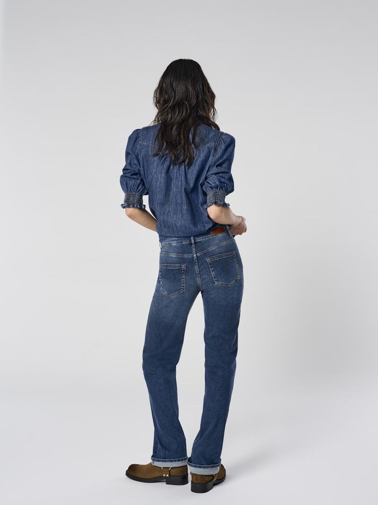 ONLY Blue Mid Rise Straight Leg Jeans With Super Stretch - Image 3 of 3 ONLY Blue Mid Rise Straight Leg Jeans With Super Stretch - Image 3 of 3