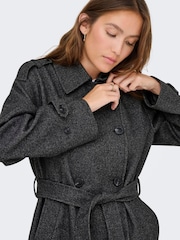 ONLY Grey Herringbone Winter Trench Coat - Image 4 of 6