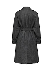 ONLY Grey Herringbone Winter Trench Coat - Image 7 of 7