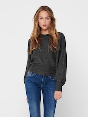 ONLY Grey Long Sleeve Round Neck Rhinestone Detail Jumper - Image 1 of 4