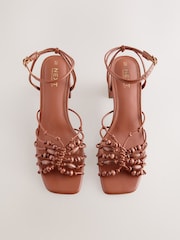 Tan Brown Forever Comfort® Beaded Block Heel Sandals - Image 2 of 5