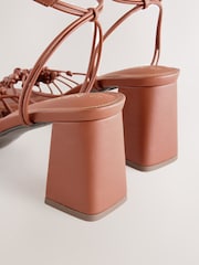 Tan Brown Forever Comfort® Beaded Block Heel Sandals - Image 4 of 5