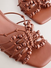 Tan Brown Forever Comfort® Beaded Block Heel Sandals - Image 5 of 5