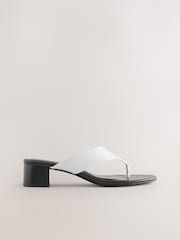 White Forever Comfort® Leather Toe Post Block Heels - Image 1 of 5