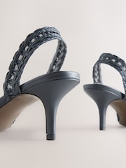 Navy Raffia Peep Toe Heeled Sandals - Image 8 of 10