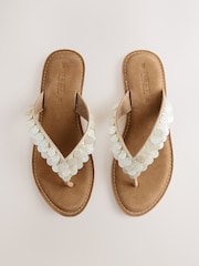 Bone/Cream Forever Comfort® Shell Thoe Thong Sandals - Image 1 of 4
