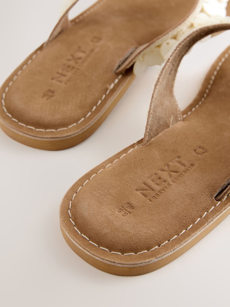 Bone/Cream Forever Comfort® Shell Thoe Thong Sandals - Image 8 of 8