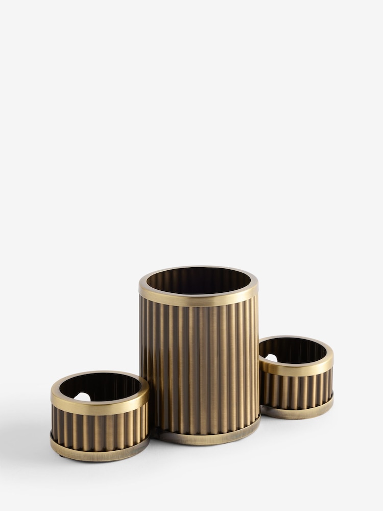 Gold Gold Ribbed Electric Toothbrush Holder And Tidy - Image 1 of 1 Gold Gold Ribbed Electric Toothbrush Holder And Tidy - Image 1 of 1