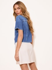 Lipsy Neutral Linen-Look Tailored Mini Skirt - Image 4 of 4