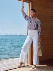 Love & Roses Ric Rac Trim 3/4 Sleeve Notch Neck Blouse - Image 4 of 4