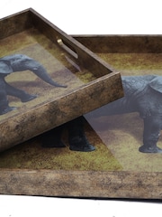 Libra Interiors Set of 2 Gold Elephant Decorative Nesting Trays - Image 5 of 6