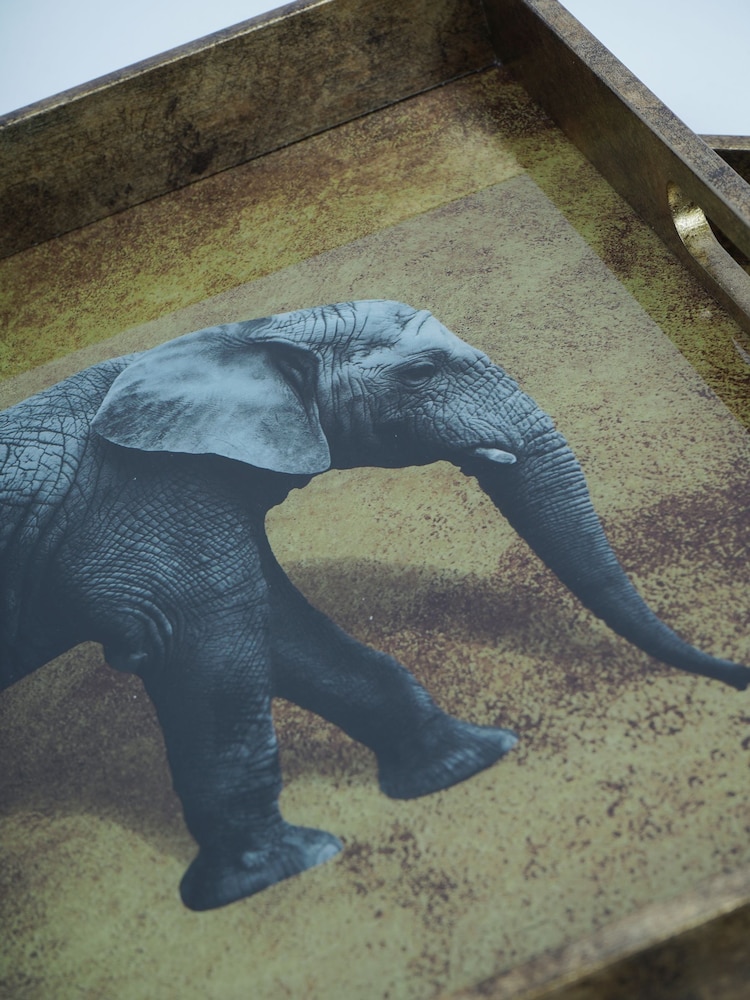 Libra Interiors Set of 2 Gold Elephant Decorative Nesting Trays - Image 6 of 6