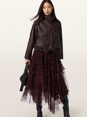 AllSaints Red Jen Tulle Skirt - Image 3 of 7