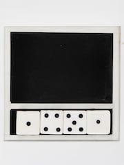 Libra Interiors Set of 4 White Wooden Dice in a Tray - Image 4 of 6