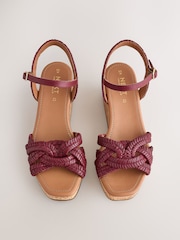 Red Forever Comfort® Leather Weave Wedge - Image 6 of 9
