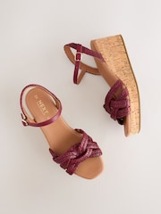 Red Forever Comfort® Leather Weave Wedge - Image 7 of 9