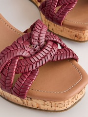 Red Forever Comfort® Leather Weave Wedge - Image 9 of 9