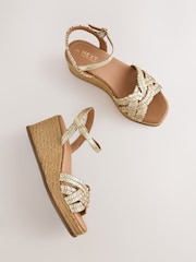 Gold Forever Comfort® Leather Weave Wedge - Image 11 of 11