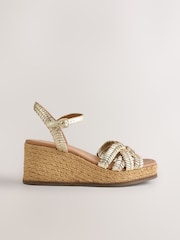 Gold Forever Comfort® Leather Weave Wedge - Image 7 of 11