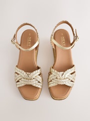 Gold Forever Comfort® Leather Weave Wedge - Image 8 of 11