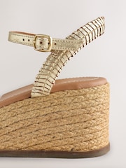 Gold Forever Comfort® Leather Weave Wedge - Image 9 of 11