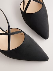Black Standard/Wide Fit Forever Comfort® Cross Strap Block Heel Shoes - Image 8 of 9