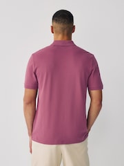 Damson Pink Embroidered Regular Fit Short Sleeve Pique Polo Shirt - Image 3 of 7